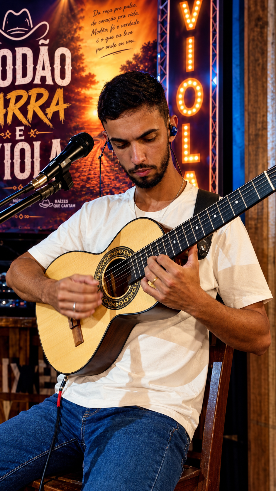 Miguel Violeiro tocando viola